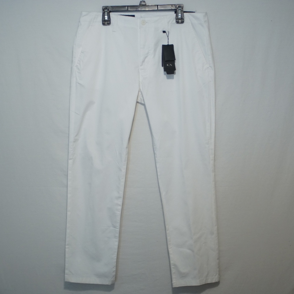 White Armani Exchange Flat Front Chino Pants